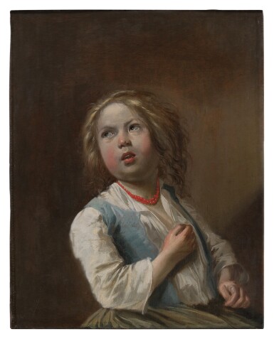 View full screen - View 1 of Lot 447. Portrait of a young girl wearing a coral necklace.
