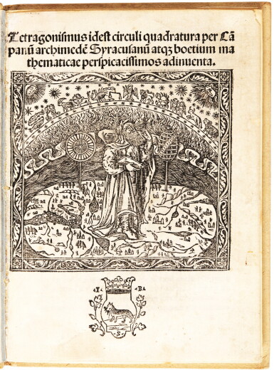 View full screen - View 1 of Lot 160. Campanus, Tetragonismus, Venice, 1503, old boards.