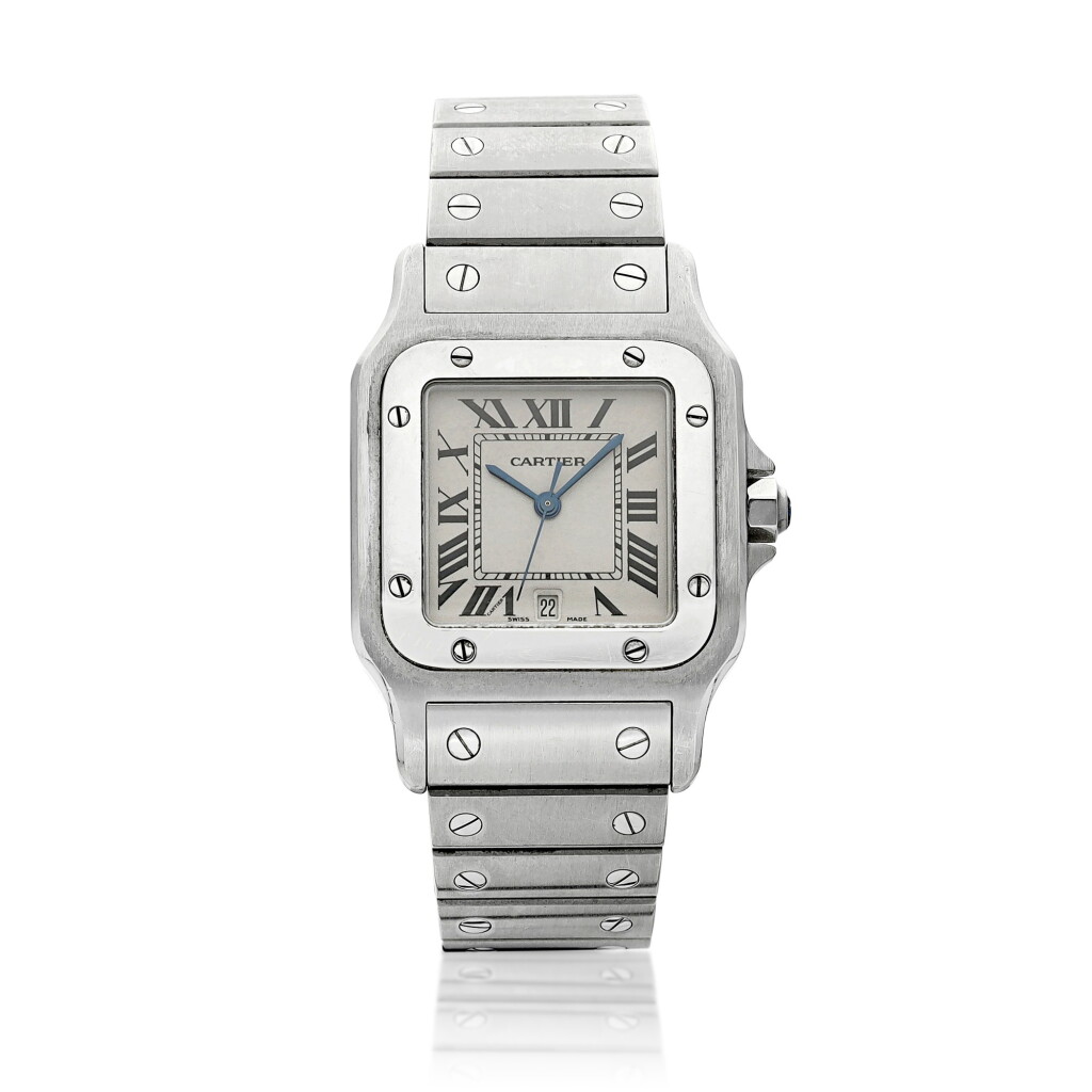 View full screen - View 1 of Lot 8035. Santos, Reference 1564 | A stainless steel wristwatch with date and bracelet, Circa 2000 | 卡地亞 | Santos 型號1564 | 精鋼鏈帶腕錶,備日期顯示,約2000年製.