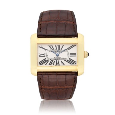 View full screen - View 1 of Lot 473. Reference 2603 Divan | A yellow gold automatic rectangular wristwatch, Circa 2000.