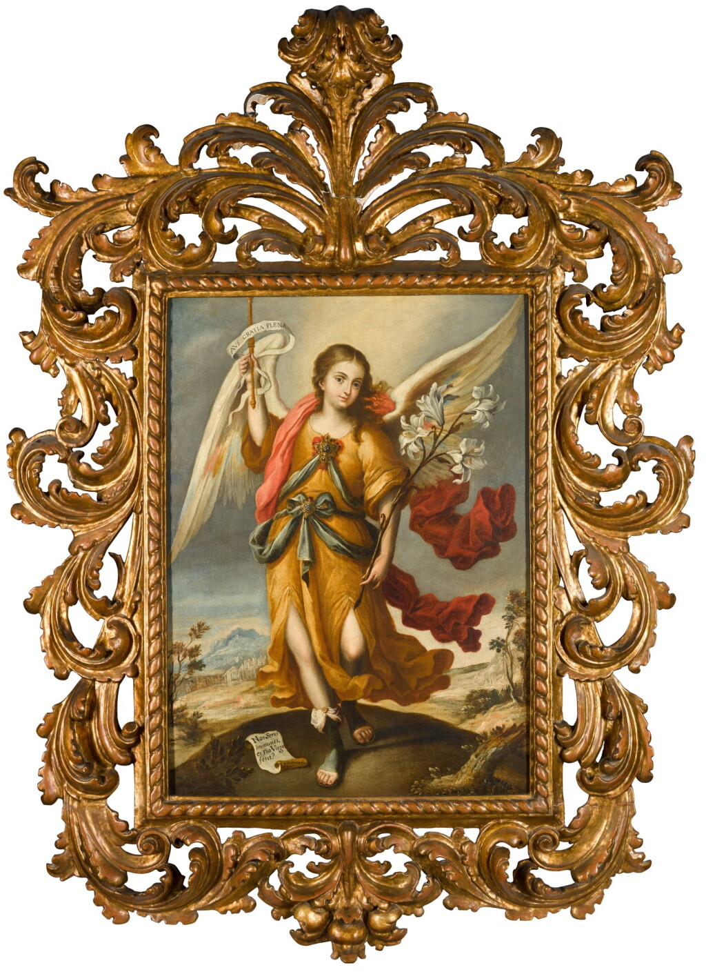 View full screen - View 1 of Lot 16. SEVILLIAN SCHOOL, 18TH CENTURY | THE ARCHANGEL GABRIEL.