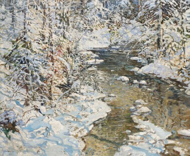 View full screen - View 1 of Lot 285. A Stream in the Snowy Woods.