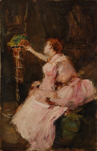 View full screen - View 1 of Lot 649. Femme au perroquet.