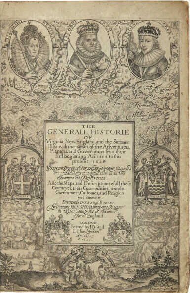 View full screen - View 1 of Lot 2212. Smith, John. The Generall Historie of Virginia, New-England, and the Summer Isles...London: 1627.