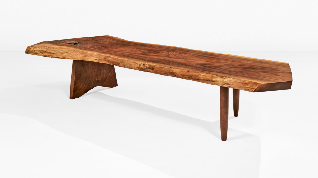 View full screen - View 1 of Lot 121. GEORGE NAKASHIMA | "CONOID" SLAB COFFEE TABLE.