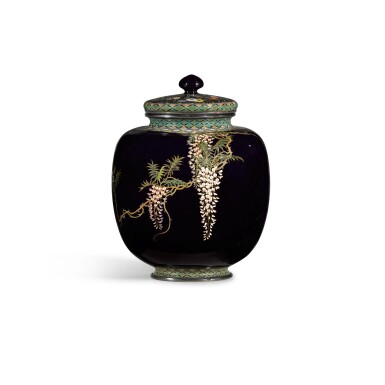 View full screen - View 1 of Lot 140. A CLOISONNE VASE AND COVER SIGNED NAGOYA HAYASHI ZO (HAYASHI KODENJI, 1831-1915), WITH STUDIO MARK, MEIJI PERIOD, LATE 19TH CENTURY.