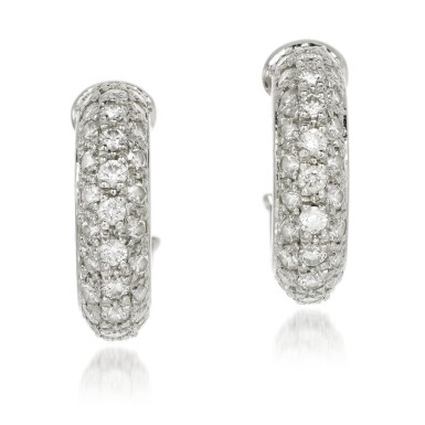View full screen - View 1 of Lot 53. Cartier | Pair of diamond earrings.