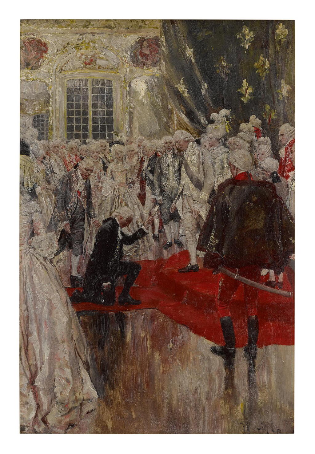 View full screen - View 1 of Lot 48. HOWARD PYLE | AT THE SAME TIME HE EXTENDED TOWARD KING LOUIS THE PRECIOUS MEMORIAL.