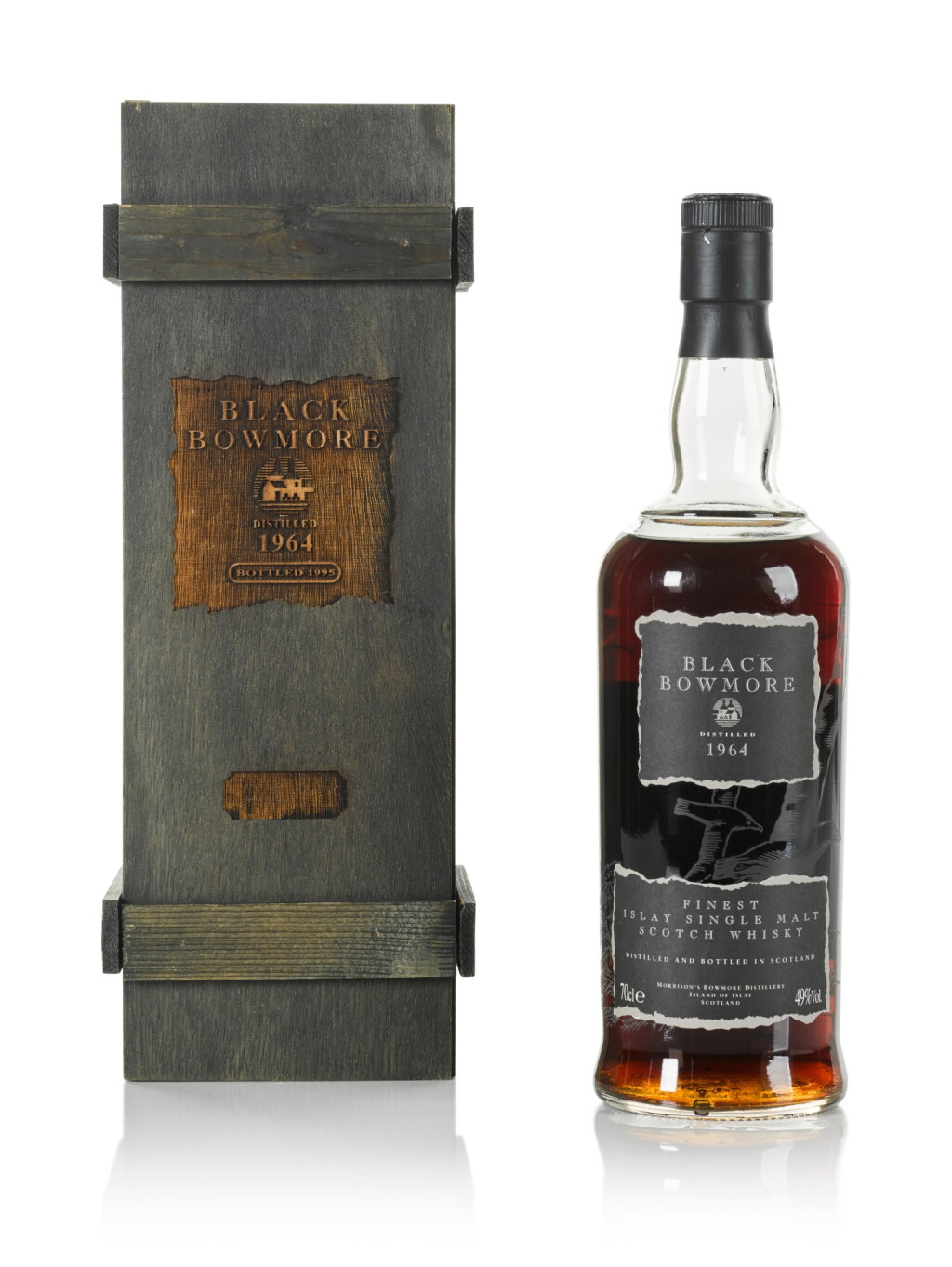 View full screen - View 1 of Lot 29. Bowmore Black Final Edition 49.0 abv 1964 .