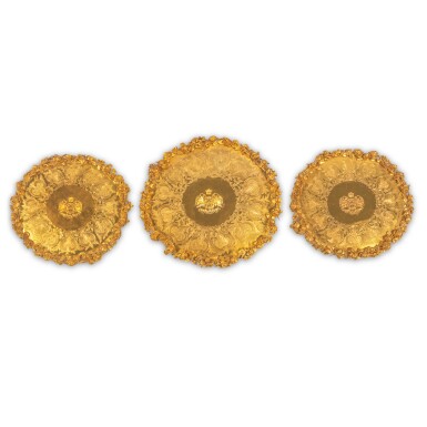 View full screen - View 1 of Lot 138. A Set of Three George George IV Gilt-Bronze Salvers, Circa 1825.