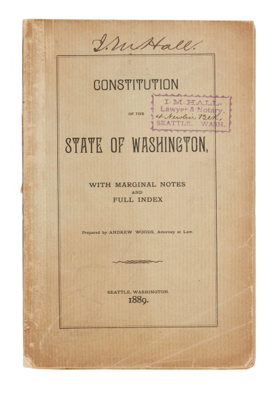 View full screen - View 1 of Lot 250. Washington (State) | The second Washington Constitution, the end of the frontier .