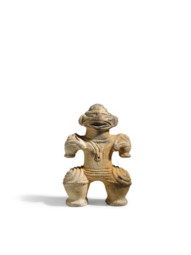 View full screen - View 1 of Lot 2022. An earthenware figure of a woman, dogu, Late Jomon period, 1000 – 400 BCE | 土偶 縄文時代晩期 紀元前1000~紀元前400年.