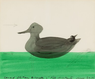 View full screen - View 1 of Lot 155. Canard flotteur girouette à tête pivotante.