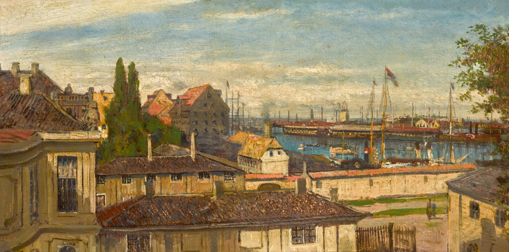 View full screen - View 1 of Lot 34. ALEXEI PETROVICH BOGOLIUBOV | VIEW OF THE NAVAL PORT AT COPENHAGEN FROM THE WINDOWS OF AMALIENBORG PALACE.
