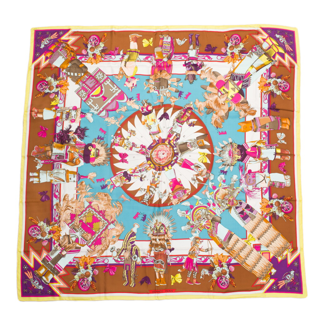View full screen - View 1 of Lot 166. Hermès "Kachinas" Giant Scarf 140cm of Silk Twill.