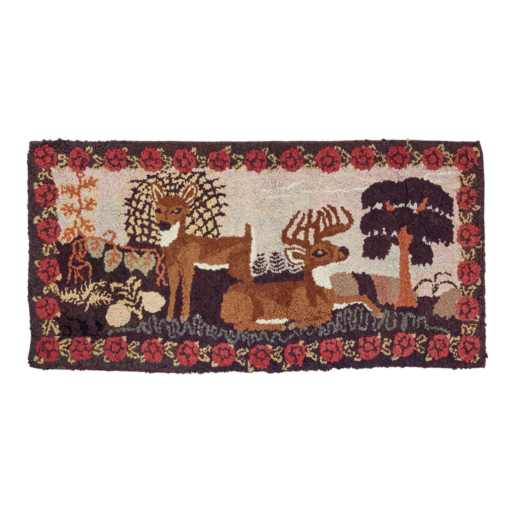 View full screen - View 1 of Lot 1655. AMERICAN PICTORIAL HOOKED RUG, LATE 19TH OR EARLY 20TH CENTURY.