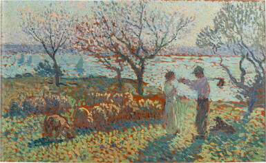 View full screen - View 1 of Lot 182. La Bergère et le paysan, rencontre vespérale .