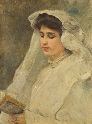 View full screen - View 1 of Lot 6. KONSTANTIN EGOROVICH MAKOVSKY | WOMAN READING.