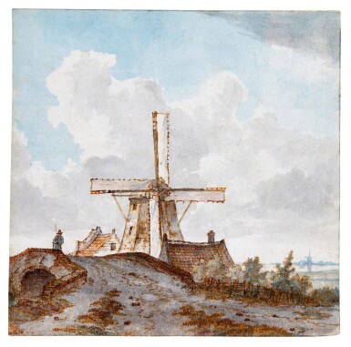 View full screen - View 1 of Lot 319. Landscape with a mill and a bridge.