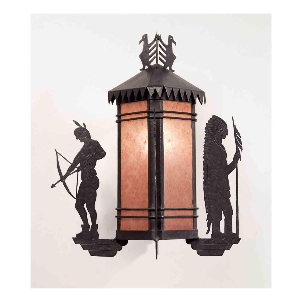 View full screen - View 1 of Lot 214. “Four Chiefs and Warriors” Lantern.