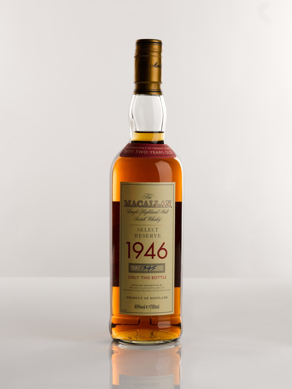 View full screen - View 1 of Lot 5. THE MACALLAN SELECT RESERVE 52 YEARS OLD 1946.