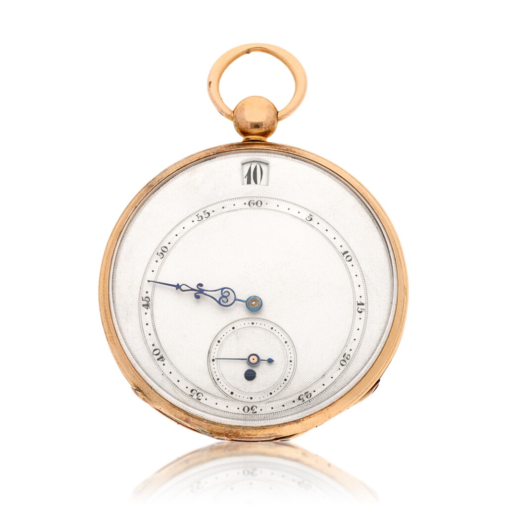 View full screen - View 1 of Lot 163. A gold jump hour cylinder watch Circa 1830.