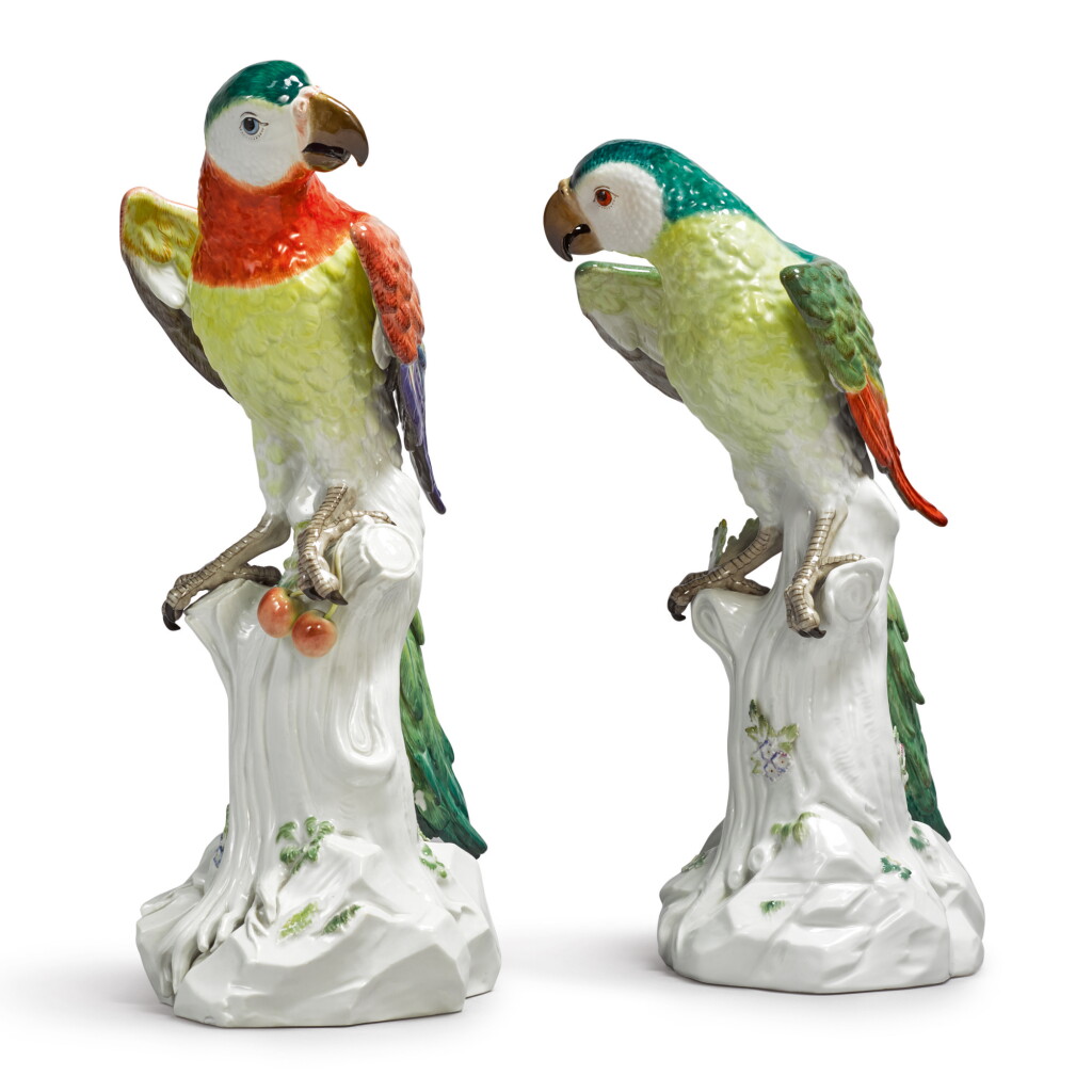 View full screen - View 1 of Lot 281. A PAIR OF MEISSEN LARGE FIGURES OF PARROTS, 20TH CENTURY.