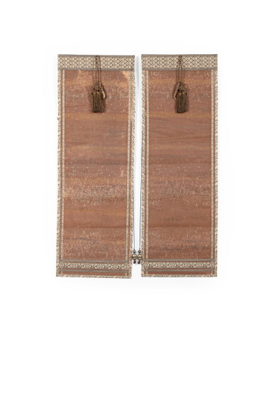 View full screen - View 1 of Lot 112. A pair of roll blinds, modern | Paire de stores, travail moderne.