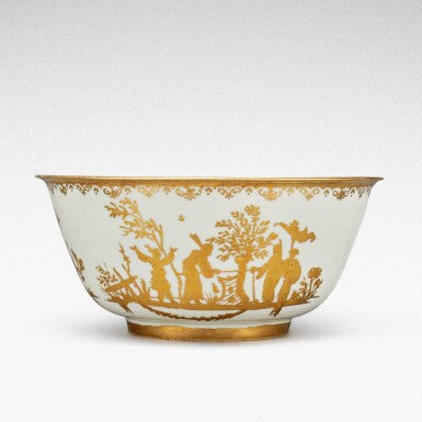 View full screen - View 1 of Lot 12. A Meissen Hausmaler waste bowl, the porcelain Circa 1720-25, the decoration slightly later .