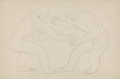 View full screen - View 1 of Lot 97. Study for the Wrestlers.