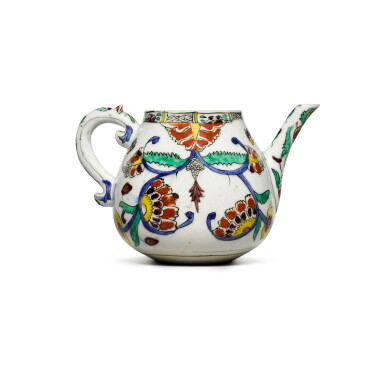 View full screen - View 1 of Lot 74. A Kütahya polychrome pottery teapot, Turkey, 18th century.
