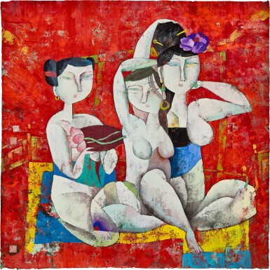 View full screen - View 1 of Lot 533. Hu Yongkai 胡永凱 | Three nudes 三美圖.