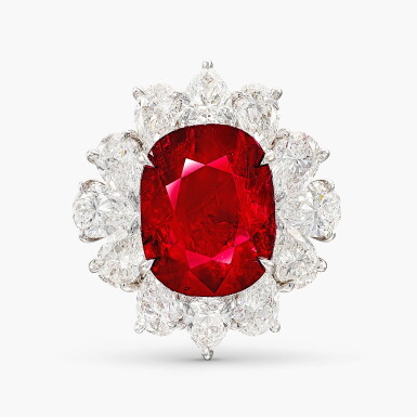 View full screen - View 1 of Lot 1779. Ruby and Diamond Ring | 10.04克拉「緬甸」紅寶石 配 鑽石 戒指.