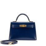 Bleu Sapphire Box Mini Kelly II 20 Gold Hardware, 2022