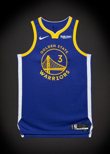 View full screen - View 1 of Lot 45. Will Richard ‘Rookie Debut’ Golden State Warriors 2025-2026 NBA Tip-Off Game Worn Icon Edition Jersey.