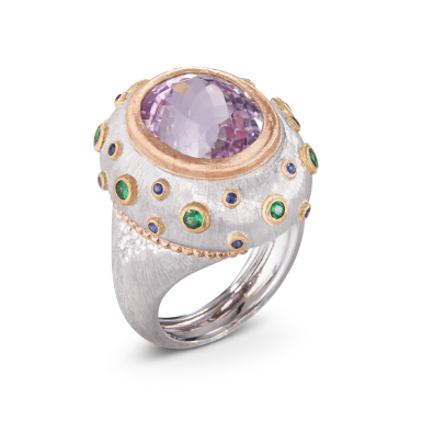 View full screen - View 1 of Lot 1. Buccellati |Sapphire, tzavorite and kunzite Cocktail Ring.