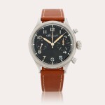 A stainless steel flyback military chronograph wristwatch with register