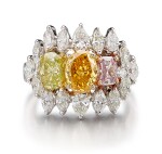 FANCY COLOURED DIAMOND AND DIAMOND RING | 彩色鑽石 配 鑽石 戒指