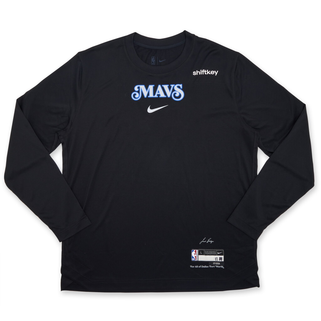 View full screen - View 1 of Lot 76. Greg Brown III Dallas Mavericks 2024 NBA Finals Game Issued City Edition Long Sleeve Shooting Shirt .