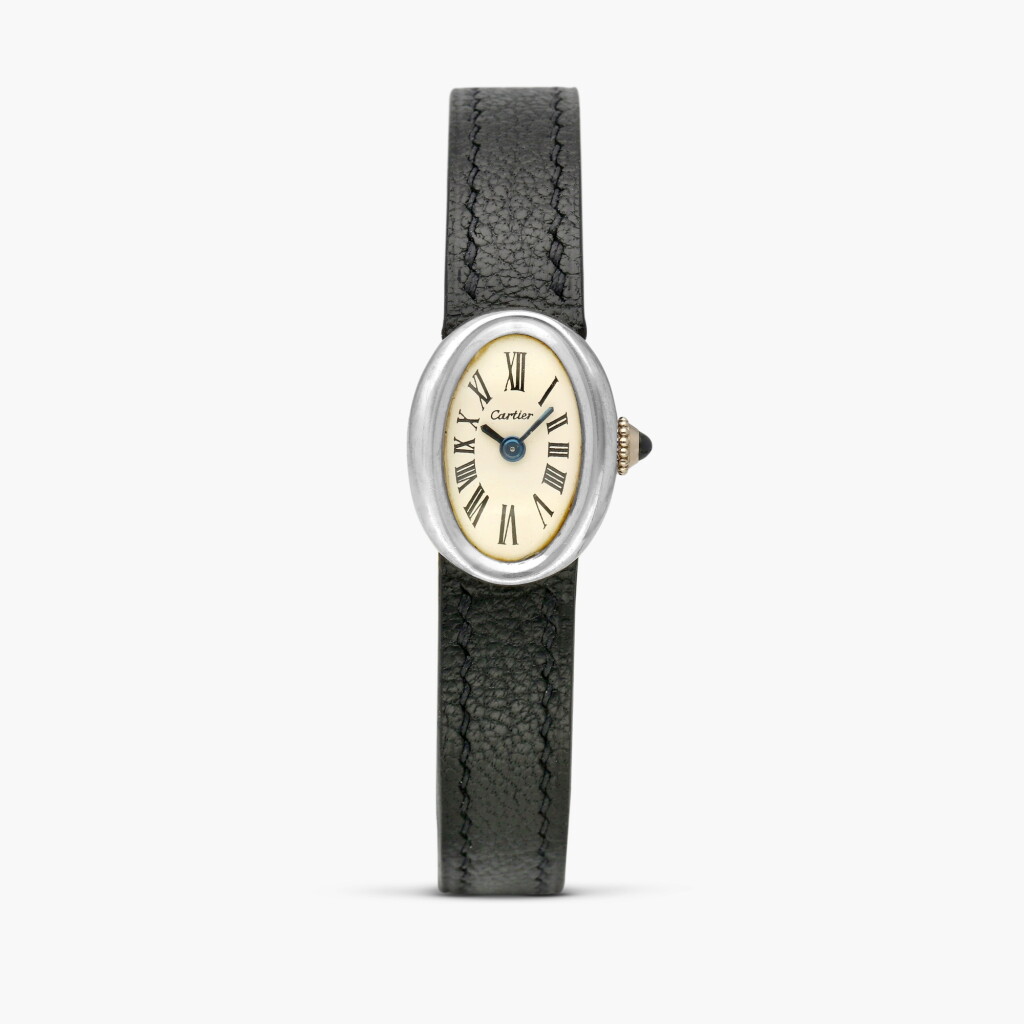 View full screen - View 1 of Lot 2480. Baignoire | A white gold wristwatch, Circa 1970.