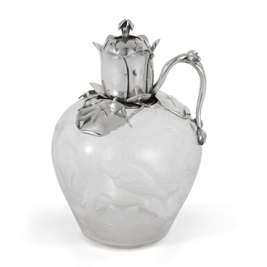 View full screen - View 1 of Lot 325. A Victorian Silver-Mounted Engraved Glass Claret Jug, Walter Thornhill, London, 1882.
