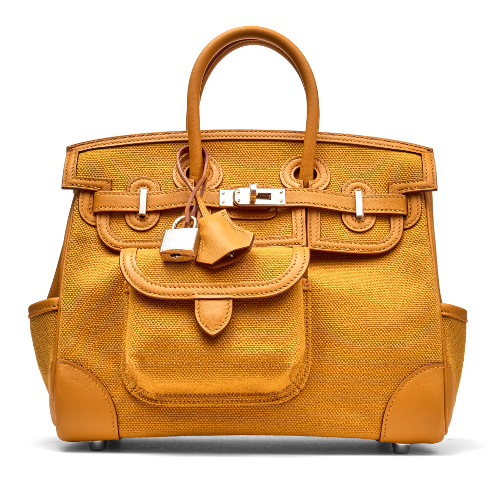View full screen - View 1 of Lot 1348. Limited Edition Sesame Swift and Canvas Cargo Birkin 25 Palladium Hardware, 2022.