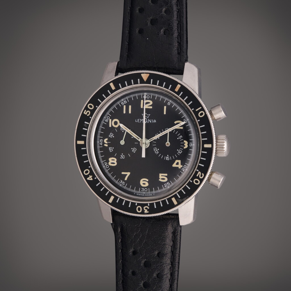 View full screen - View 1 of Lot 120. Reference 817 ‘Viggen’ | A stainless steel chronograph wristwatch, Made for the Swedish Air Force, Circa 1970s .