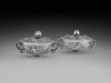 View full screen - View 1 of Lot 104. A pair of Charles II silver covered bowls, circa 1670.