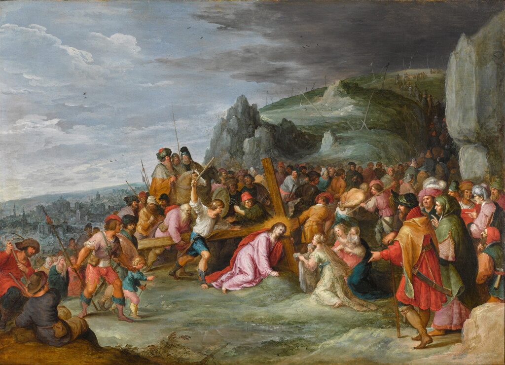 View full screen - View 1 of Lot 115. FRANS FRANCKEN THE YOUNGER | SAINT VERONICA HOLDING OUT HER VEIL TO CHRIST ON THE ROAD TO CALVARY.