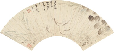 View full screen - View 1 of Lot 5065. 惲壽平 濠梁風趣|Yun Shouping, Fish among Aquatic Plants.