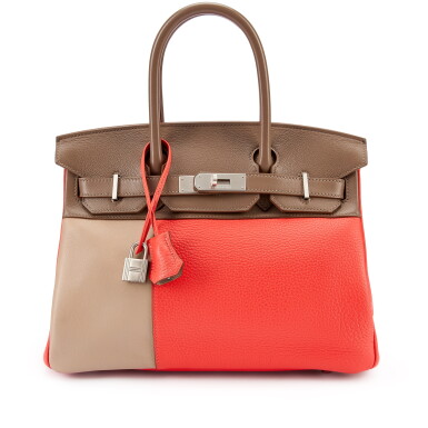 View full screen - View 1 of Lot 7796. Limited Edition Rose Jaipur, Etoupe and Argile Swift and Clemence Cascade Birkin 30 Brushed Palladium Hardware, 2012.