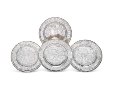 View full screen - View 1 of Lot 78. FOUR UNUSUAL DANISH SILVER PLATES, EARLY 19TH CENTURY.