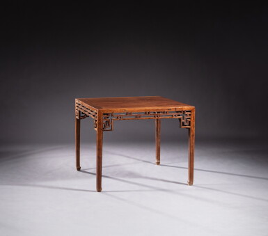 View full screen - View 1 of Lot 187. A huanghuali square table, fangzhuo, 17th / 18th century | 十七 / 十八世紀 黃花梨有束腰螭龍紋方桌.