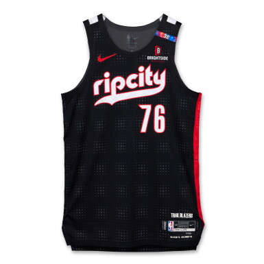 View full screen - View 1 of Lot 270. Taze Moore Portland Trail Blazers 2024-2025 Game Issued City Edition Jersey.